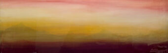 Distant Glow Soft abstract horizon in pale yellow, rose, and deep plum tones