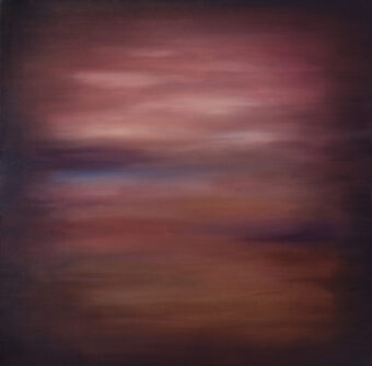 Resonance Soft abstract field in rose, violet, orange, and muted blue tones