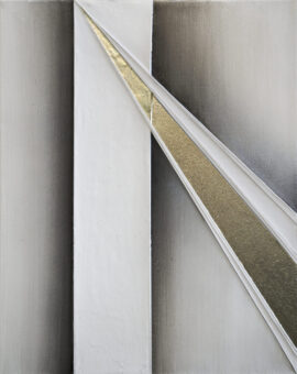 Intersect Abstract vertical composition with contrasting panels and a central light form suggesting structure and transition